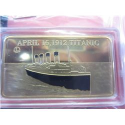 Titanic Commemorative bar. 24 kt gold plate