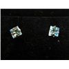 Image 1 : Blue topaz 10kt gold Princess cut stud earrings