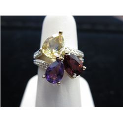 Garnet, amethyst & citrine cocktail ring