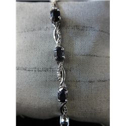 .925 silver 3 carat diamond & sapphire bracelet