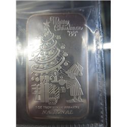 Merry Christmas '88' design silver bar