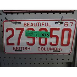 2 x 1967 BC license plates