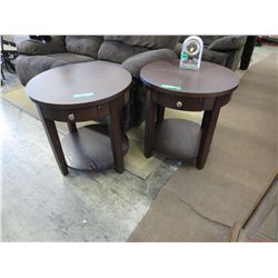 2 wooden end tables with drawers 24" x 24"