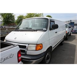 2001 DODGE RAM 2500, VAN, WHITE, VIN # 2B7JB21YX1K560963