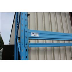 NEW PALLET RACKING: 1- 20' TALL BLUE UPRIGHT & 5- 8' LONG BLUE CROSS BARS