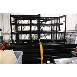 LOT OF ASSORTED BLACK HEAVY DUTY STORAGE RACKING