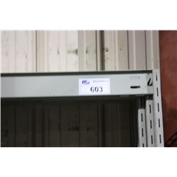 LARGE LOT OF GREY 6' TALL RACKING WITH 30 UPRIGHTS AND WOOD DECKING