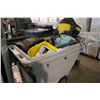 Image 1 : MOBILE GARBAGE BIN WITH ASSORTED VACUUMS AND FLOOR WASHING BUCKETS