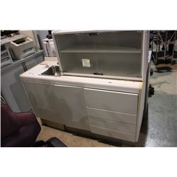 LEFT HAND SINK DENTAL STATION WITH OVERHEAD WALL CABINET