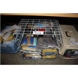 DOG CARRIER AND ASSORTED CONTENTS