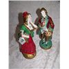 Image 1 : PAIR OF HAND PAINTED DECORATIVE CERAMIC 17TH C. FIGURINES, SIGNED M.E