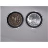 Image 2 : (2X$) 1890 U.S MORGAN SILVER DOLLAR "CARSON CITY" 1927  "MINT STATE" PEACE DOLLAR