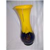 Image 2 : MODERN ART HAND BLOWN POLISH GLASS VASE W/ COBALT BLUE & YELLOW COLORS