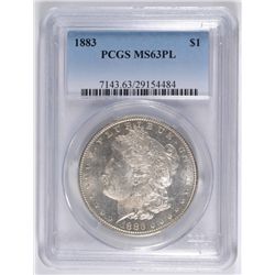 1883 MORGAN SILVER DOLLAR, PCGS MS-63 PL  WHITE!!