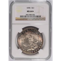 1898 MORGAN SILVER DOLLAR, NGC MS-64+  BEAUTIFUL PERIMETER COLORS!