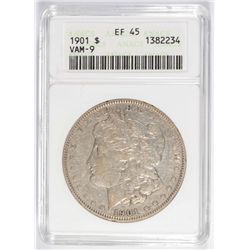 1901 MORGAN SILVER DOLLAR, ANACS EF/AU-45  NICE!