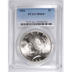 1922 PEACE SILVER DOLLAR, PCGS MS-64+ BLAST WHITE!!  VERY NICE