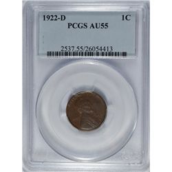 1922-D LINCOLN WHEAT CENT, PCGS AU-55