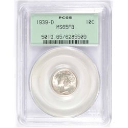1939-D Mercury Dime PCGS MS 65 Full Bands, Green Label, Cherry!