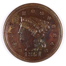 1851 LARGE CENT AU-58