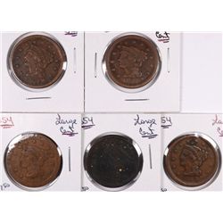 (5) 1854 LARGE CENTS