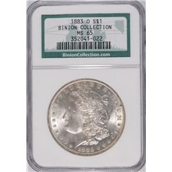 1883-O MORGAN DOLLAR NGC MS-65 (BINION)