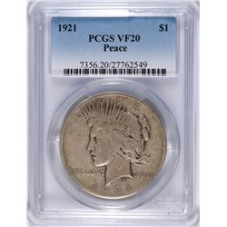1921 PEACE DOLLAR PCGS VF-20