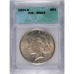 1924-S PEACE DOLLAR ICG MS-63