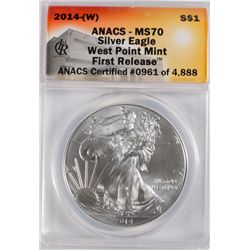 2014-W SILVER AMERICAN EAGLE ANACS MS-70 (FIRST RELEASE)