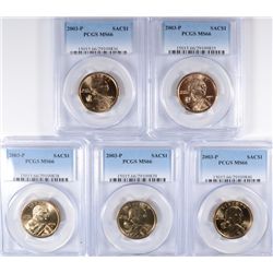 (5) 2003 SACAGEWEA DOLLARS PCGS MS-66