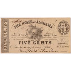1863 5c State of Alabama Note