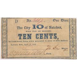 1863 10c  The City of Natchez,MS