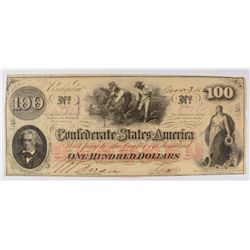 1862 $100 CONFEDERATE STATES OF AMERICA