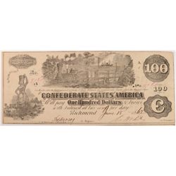 1862 $100 Confederate States of America   XF+