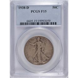 1938-D WALKING LIBERTY HALF DOLLAR PCGS F-15