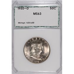 1950-D FRANKLIN HALF DOLLAR PCI MS-63