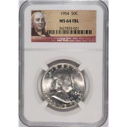 1954 FRANKLIN HALF DOLLAR NGC MS-64 FBL