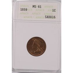 1859 Indian Head Cent ANACS MS-61