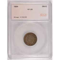 1864 c/n Indian Head Cent SEGS VF20