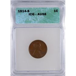1914-S Lincoln Cent ICG AU-58