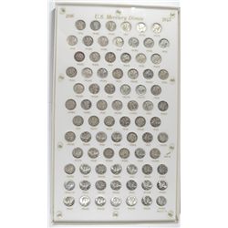 SET MERCURY DIME COMPLETE IN CAPITAL PLASTIC: 1916-AG/G, 1942/1 VF-XF, 1921 G,