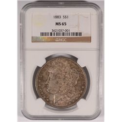 1883 MORGAN SILVER DOLLAR, NGC MS-65 COLOR!