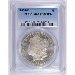 1884-O MORGAN SILVER DOLLAR, PCGS MS-64+ DMPL! FANTASTIC WHITE COIN!