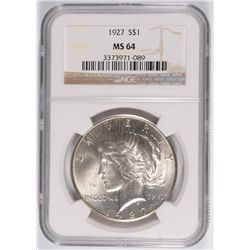 1927 PEACE SILVER DOLLAR, NGC MS-64 BLAST WHITE!!!