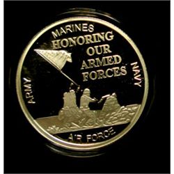 "HONORING OUR ARMED FORCES" ON A ONE OUNCE .999 SILVER ART ROUND