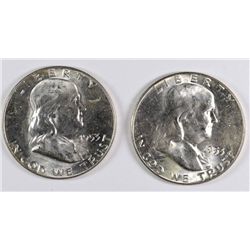 ( 2 ) 1953 FRANKLIN HALF DOLLARS, BU