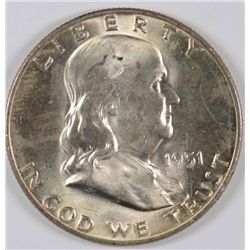 1951-D FRANKLIN HALF DOLLAR, MS-65 GEM