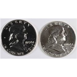 1958 AND 1962 GEM PROOF FRANKLIN HALF DOLLARS