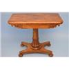 Image 1 : An early Victorian rosewood card table having folding rectangular top with rounded angles on turn...