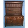 Image 1 : A George II North Wales oak dresser having 3-shelf plate rack with moulded cornice and boarded ba...